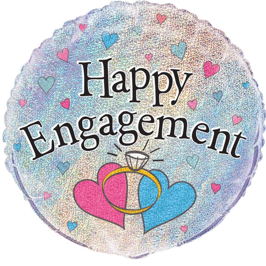 Happy Engagement 45cm Prismatic Foil Balloon (18in)
