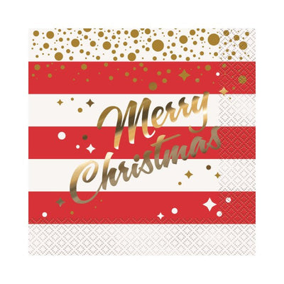 Gold Sparkle Christmas Foil Stamped Luncheon Napkins 2ply 25.4x25.4cm 16pk