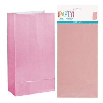 Lovely Pink Paper Party Bags 26x13cm 12pk