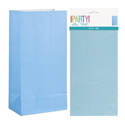 Powder Blue Paper Party Bags 26x13cm 12pk