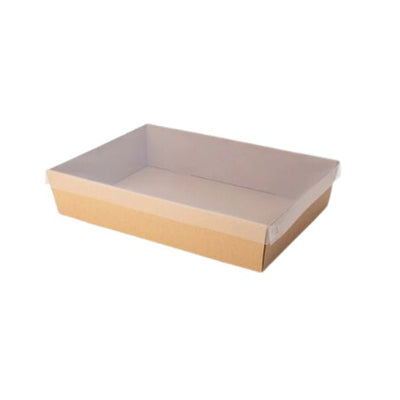 BULK 60pk Medium Brown Grazing Box with Clear PET lid (366x255x80mm)