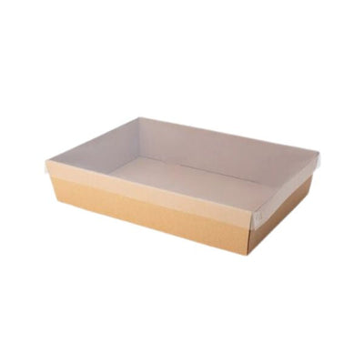 BULK 60pk Large Brown Grazing Box with Clear PET lid (560x255x80mm)