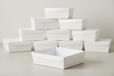 BULK 60pk Medium Square White Grazing Box with Clear PET lid (250x250x80mm)