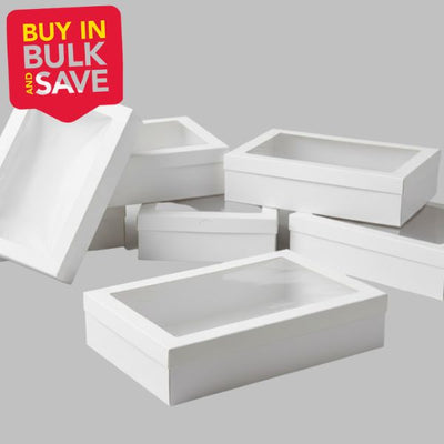 BULK 60pkSmall White Grazing Box with Window Lid (255x155x80mm)