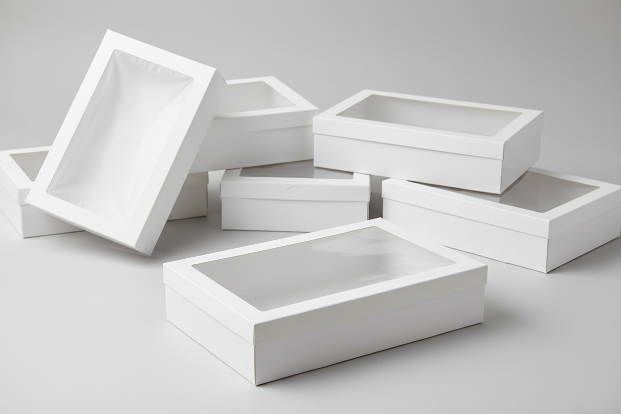 BULK 60pkSmall White Grazing Box with Window Lid (255x155x80mm)