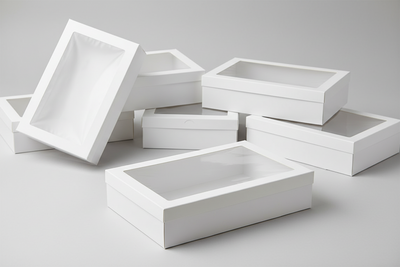 BULK 60pkSmall White Grazing Box with Window Lid (255x155x80mm)