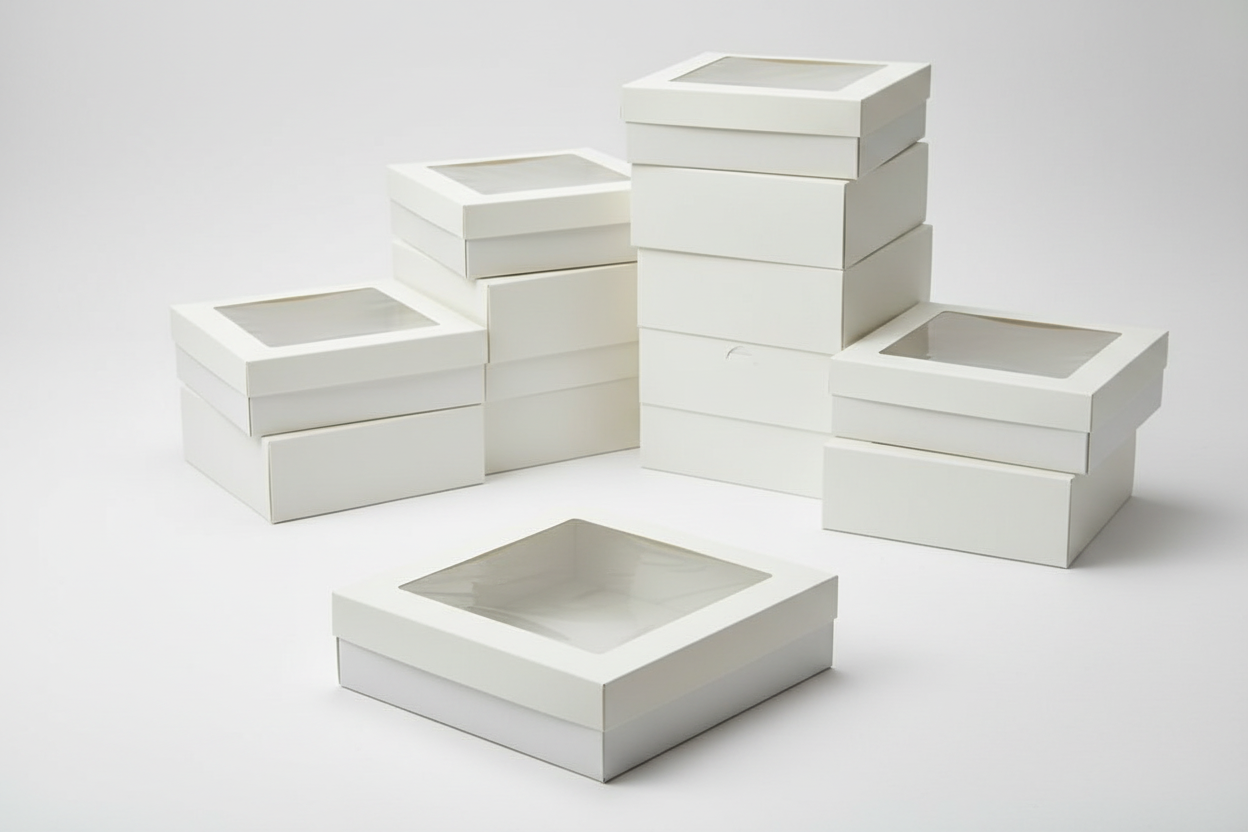 BULK 60pkLarge Square White Grazing Box with Window  Lid (280x280x80mm)