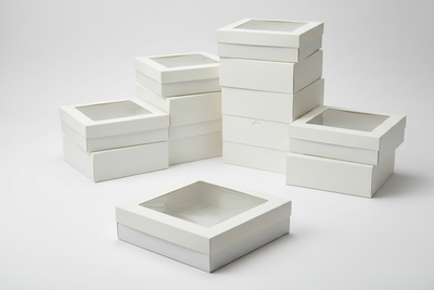 BULK 60pkLarge Square White Grazing Box with Window  Lid (280x280x80mm)