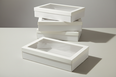 BULK 60pkMedium White Grazing Box with Window Lid (366x255x80mm)