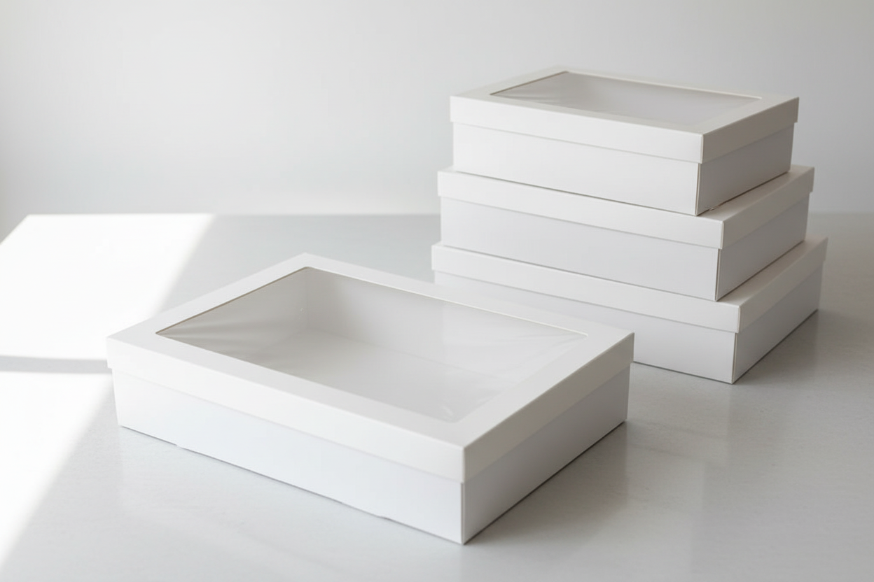 BULK 60pkLarge White Grazing Box with Window Lid (560x255x80mm)