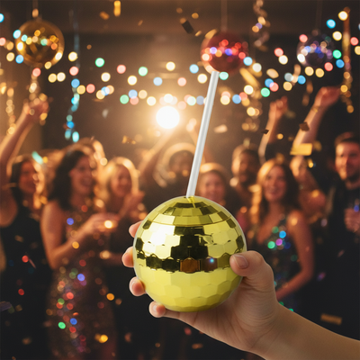 11cm Gold Disco Ball Cup 600ml