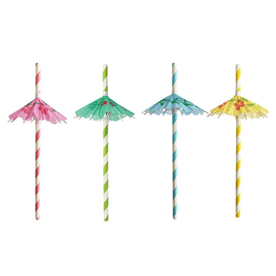 10pcs Assorted Colour Umbrella Paper Straws 19.5cm
