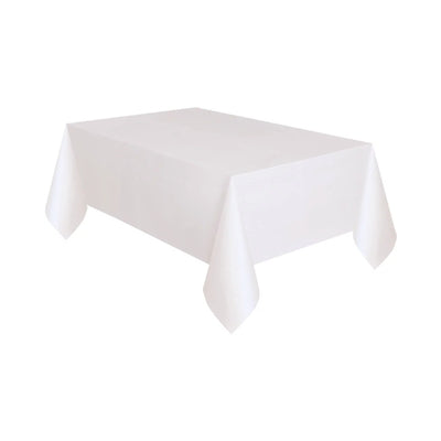 White Plastic Table Cloth 137x274cm