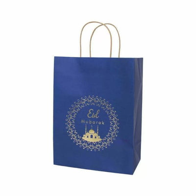 1pc Blue Eid Mubarak Paper Gift Bags