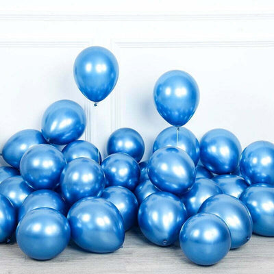 10pk Blue Chrome Latex Balloons 30cm