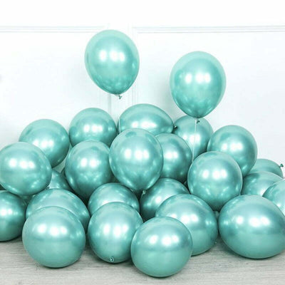 10pk Green Chrome Latex Balloons 30cm