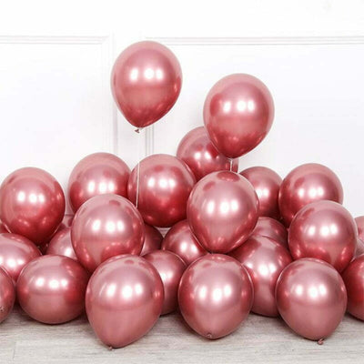 10pk Rose Red Chrome Latex Balloons 30cm