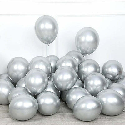 10pk Silver Chromed Latex Balloons 30cm