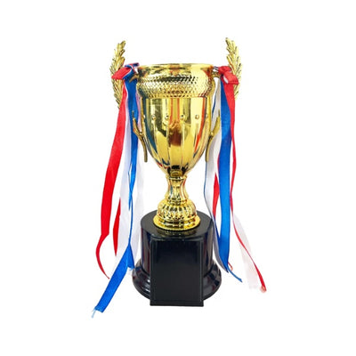 Novelty Gold Trophy Cup with Ribbon 17cm