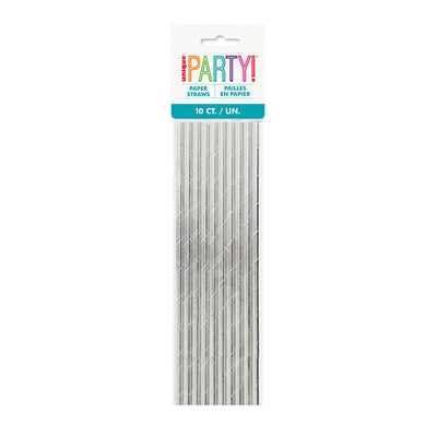 Silver Paper Straws 10pk