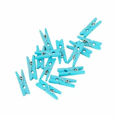 24pk Blue Mini Wooden Pegs