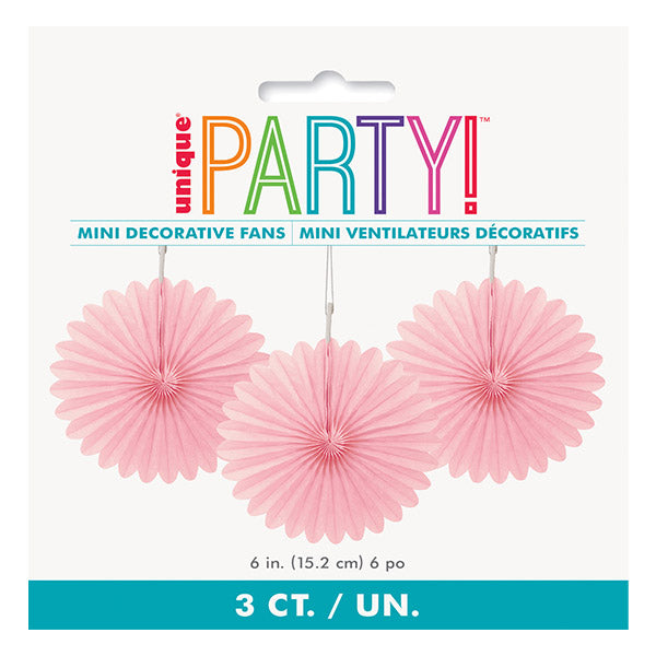Lovely Pink Decorative Fans 15cm 3pk