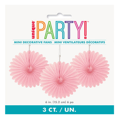 Lovely Pink Decorative Fans 15cm 3pk