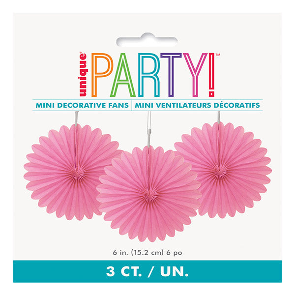 Hot Pink Decorative Fans 15cm 3pk – I Love This Shop