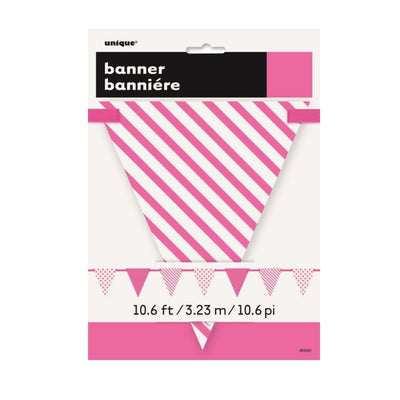 Dots and Stripes Hot Pink Flag Banner 3.6m