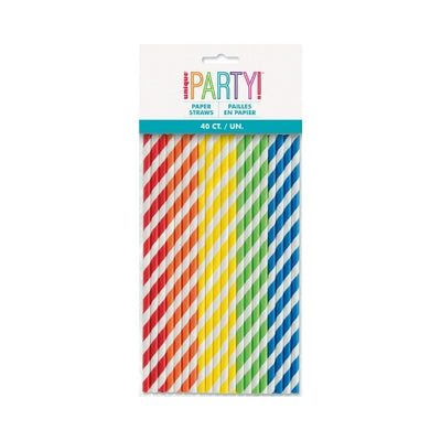40pc Assorted Colours Paper Straws
