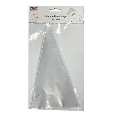 25pk Triangle Plastic Bags with Ties 130x250mm