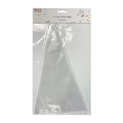 25pk Triangle Plastic Bags with Ties 160x300mm
