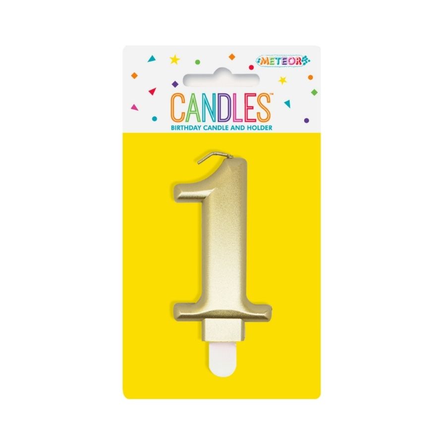 Metallic Gold No. 1 Numeral Candle