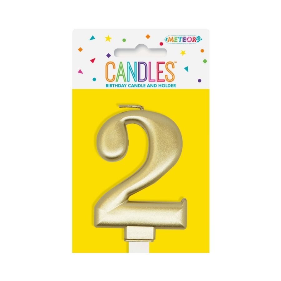 Metallic Gold No. 2 Numeral Candle
