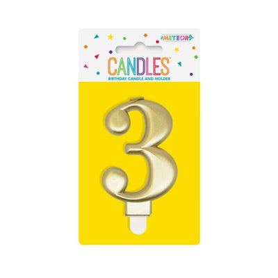 Metallic Gold No. 3 Numeral Candle