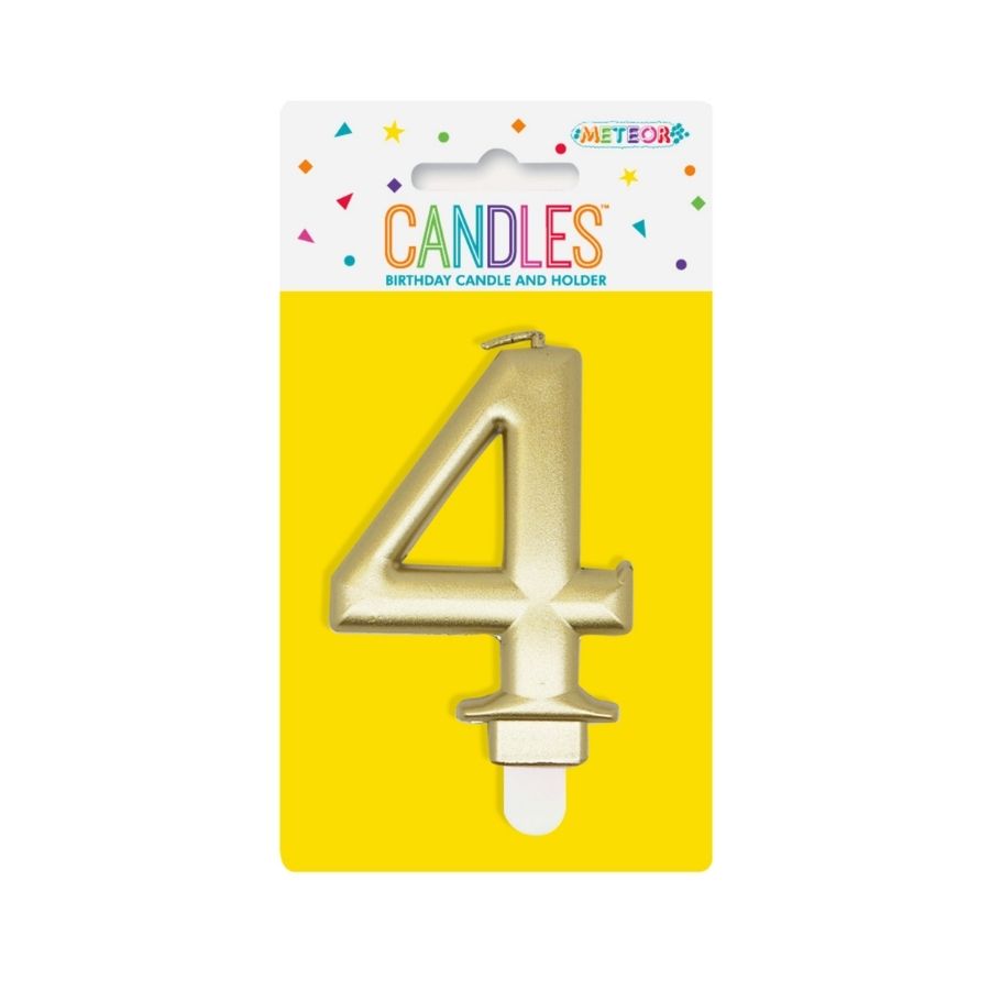 Metallic Gold No. 4 Numeral Candle