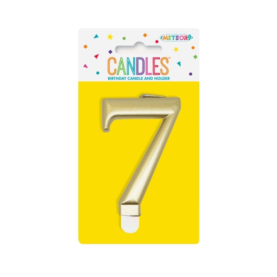 Metallic Gold No. 7 Numeral Candle
