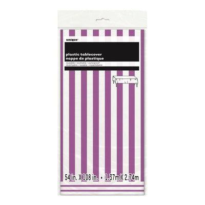 Pretty Purple Stripes Rectangle Plastic Tablecover 137x274cm
