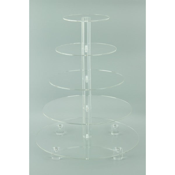 5 Tier Round 4mm Thick Cupcake Stand - Acrylic