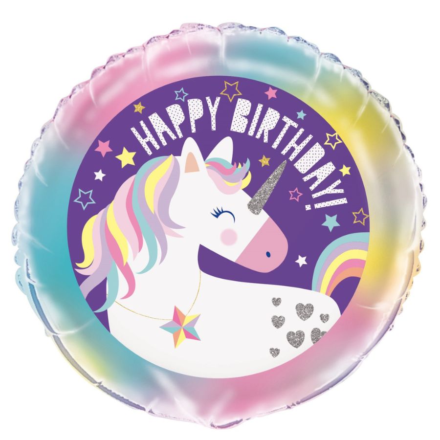 Unicorn Party Happy Birthday 45cm Foil Balloon (18in)