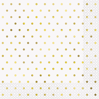 Gold Foil Dots Lunch Napkins 33x33cm 16pk