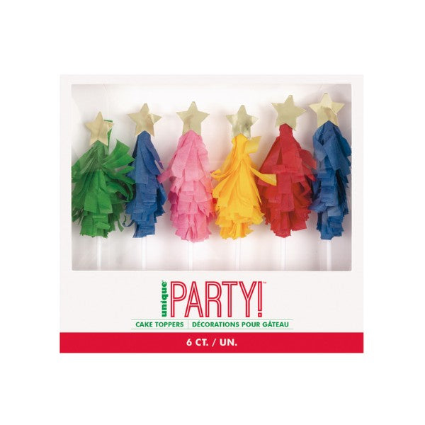 6pc Assorted Vibrant Christmas Tree Cake Toppers