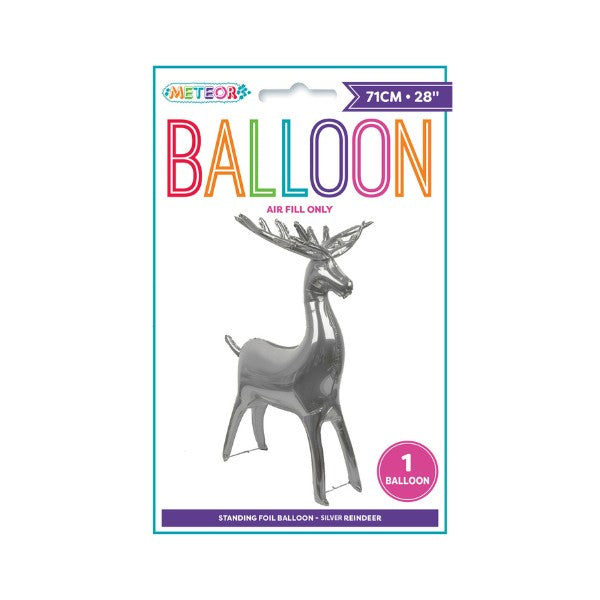 Silver Giant Reindeer Air Filled Standing Balloon 71cm