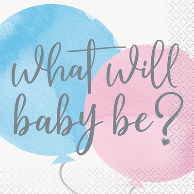 Baby Reveal What Will Baby Be Beverage Napkins 25.4x25.4cm 16pk