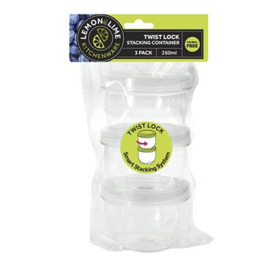 260ml Twist Lock Stacking Container 3pk