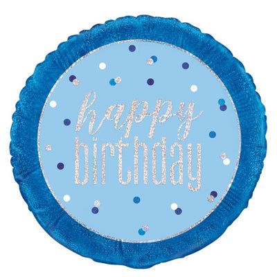 Blue Happy Birthday 45cm Prismatic Foil Balloon (18in)