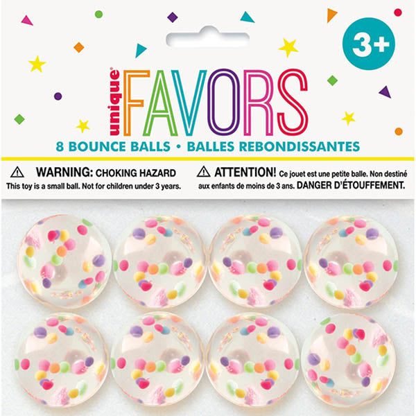 Confetti Bounce Balls 32.5mm 8pk