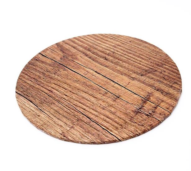 10in Round Masonite Cake Board - Wood