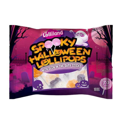 20pcs Spooky Halloween Lollipop With Glow In Dark Stick 160g