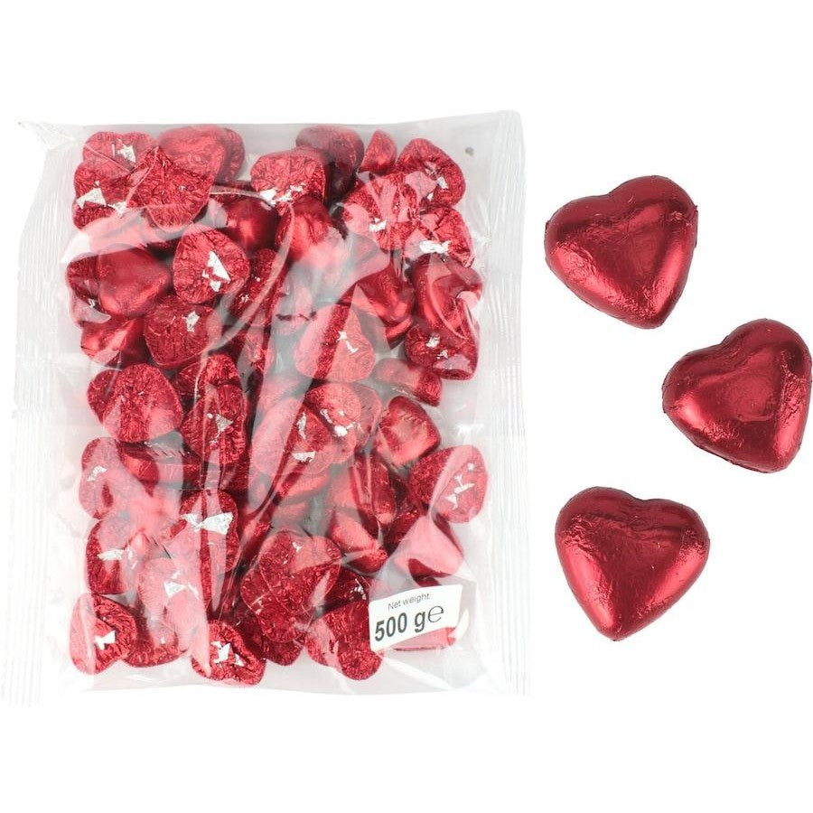 Red Milk Chocolate Hearts 500g (approx. 70 pieces)